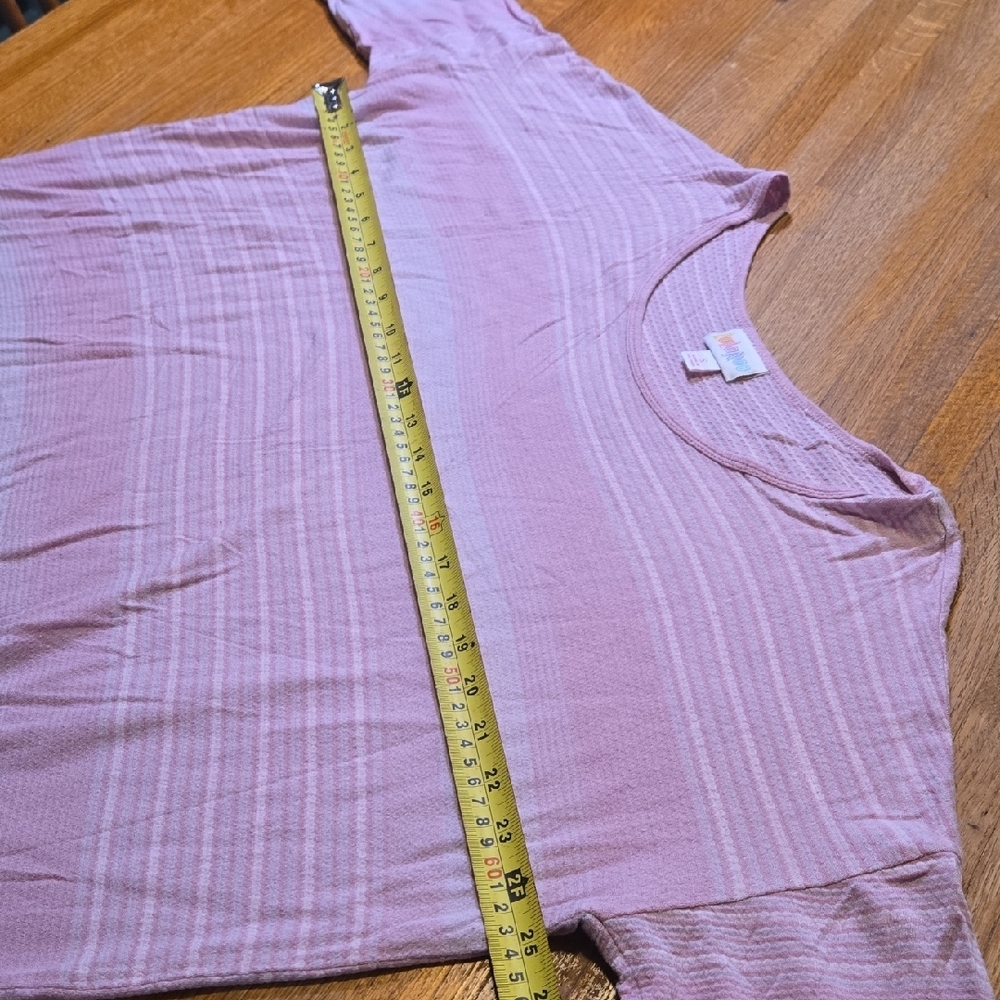 LuLaRoe Women Small Irma Pink Textured Stripe Hi-Lo Stretch Oversized‎ Tunic - Picture 6 of 7